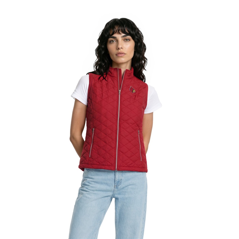 Colosseum Louisville Cardinals UL Women's Vest Size Medium Red Quilted Full Zip